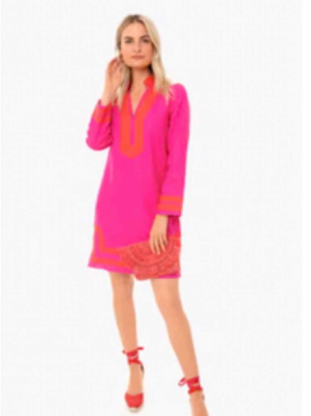 Pink Sail to Sable Tunic Dress with Orange Trim